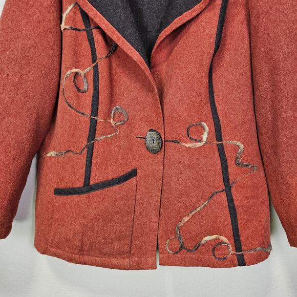 VTG Womens M Blazer Wool Jacket 80s Canvasbacks Abstract Art To Wear Lagenlook - Picture 9 of 16